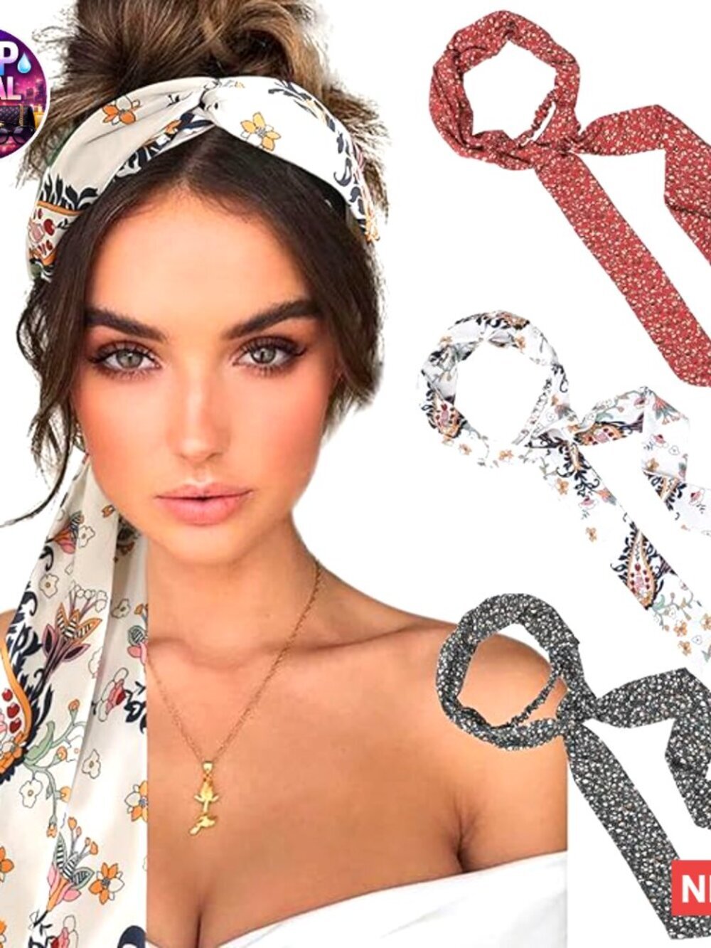 Chiffon Criss Cross Head Wraps, Twist Knotted Hairbands, Pack of 3